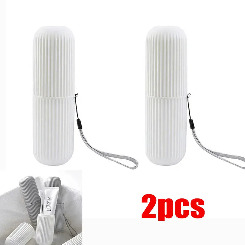 Travel Toothbrush Holder with Toothpaste Compartment – Lightweight Portable Organizer
