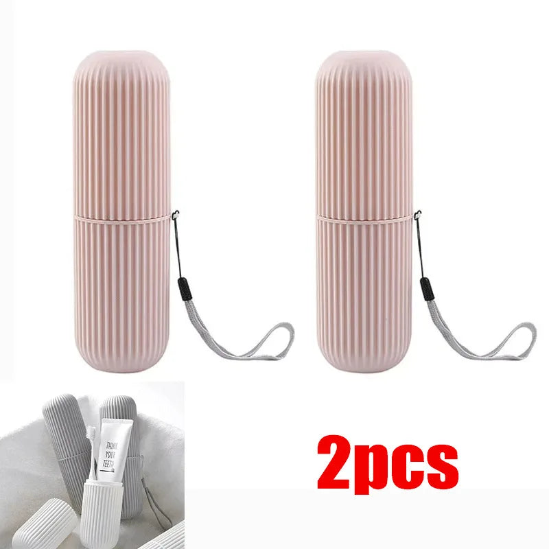 Travel Toothbrush Holder with Toothpaste Compartment – Lightweight Portable Organizer