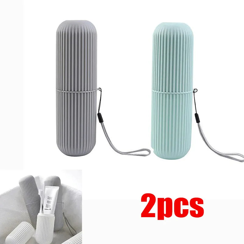 Travel Toothbrush Holder with Toothpaste Compartment – Lightweight Portable Organizer