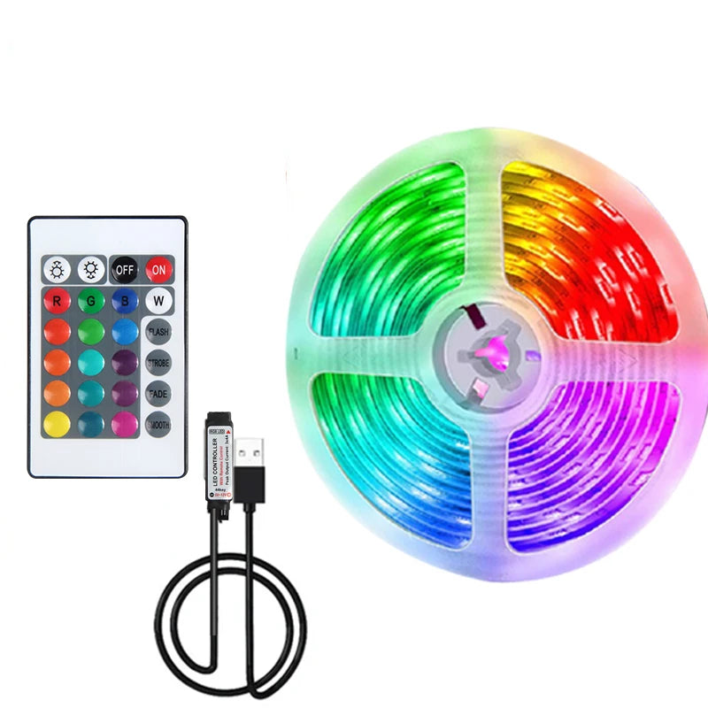 RGB LED Strip Light USB Powered 1-5M | 24-Key Remote | Color Changing Mood Lighting