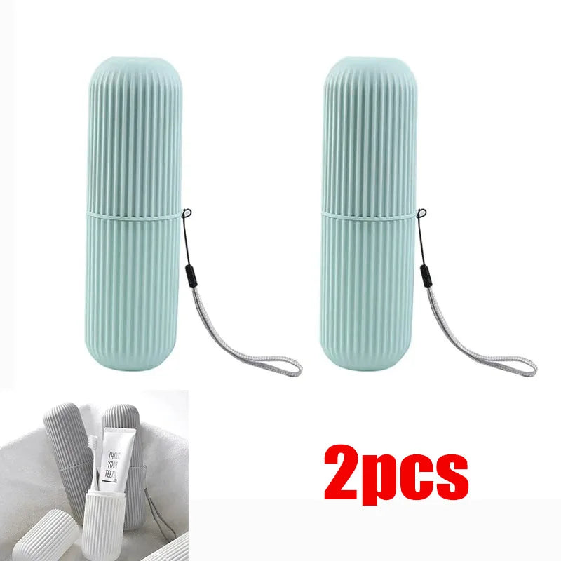 Travel Toothbrush Holder with Toothpaste Compartment – Lightweight Portable Organizer