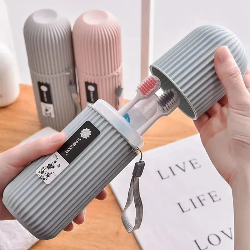 Travel Toothbrush Holder with Toothpaste Compartment – Lightweight Portable Organizer