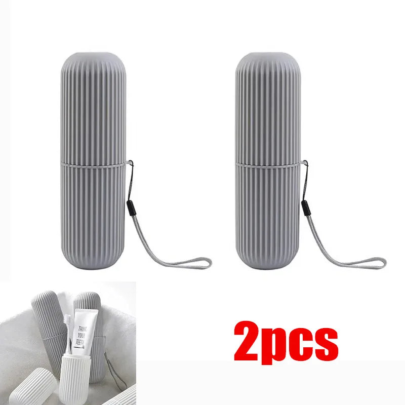 Travel Toothbrush Holder with Toothpaste Compartment – Lightweight Portable Organizer