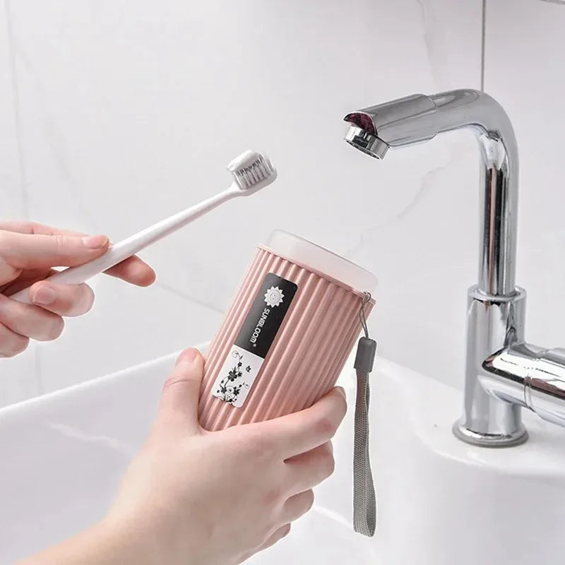 Travel Toothbrush Holder with Toothpaste Compartment – Lightweight Portable Organizer