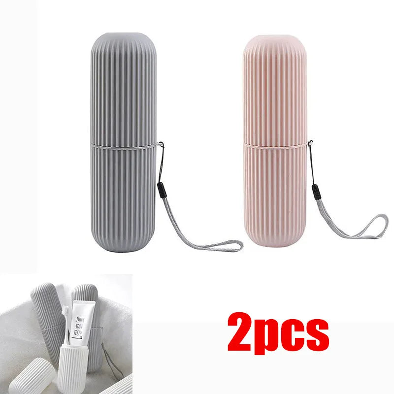 Travel Toothbrush Holder with Toothpaste Compartment – Lightweight Portable Organizer