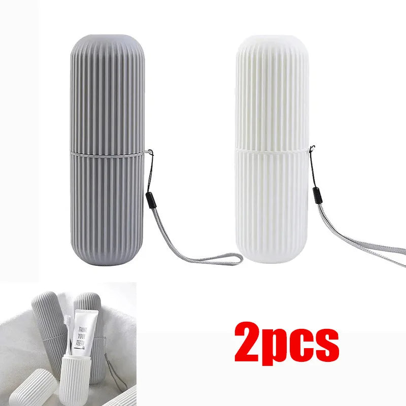 Travel Toothbrush Holder with Toothpaste Compartment – Lightweight Portable Organizer