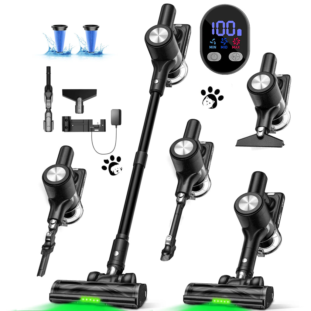 Ultra-Powerful Cordless Vacuum Cleaner | 500W Motor, 55KPA Suction, 60-Min Runtime, LED Smart Display & Pet Hair Removal